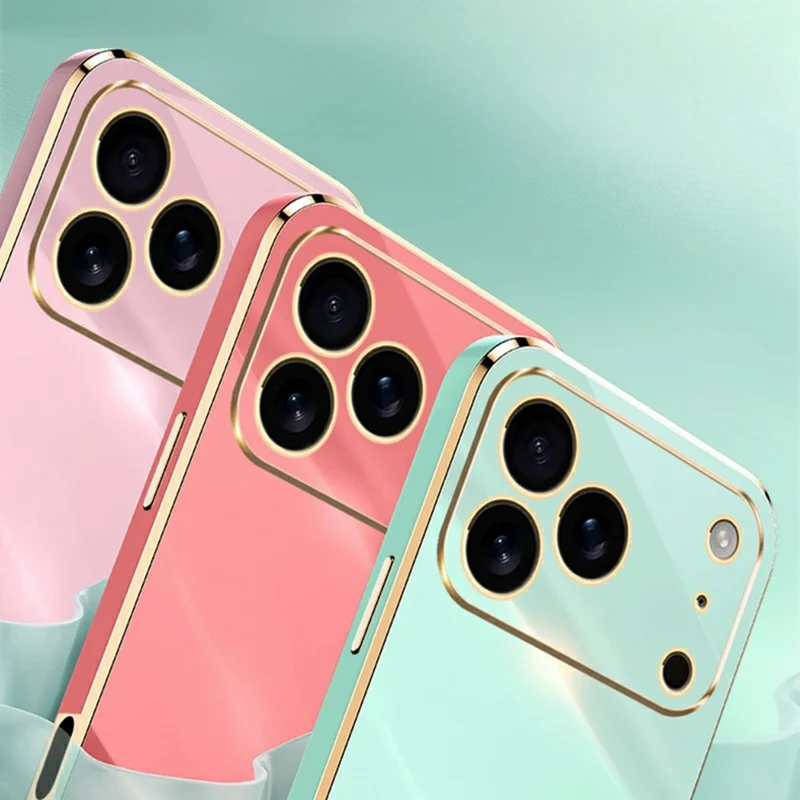 XINLI For iPhone 17 Pro Max Case TPU Phone Cover with Electroplating Frame - Cyan