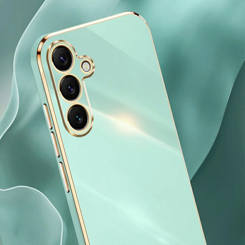 XINLI For Samsung Galaxy S25 FE Case TPU Phone Cover with Electroplating Frame - Cyan