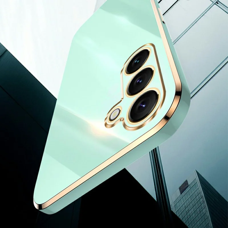 XINLI For Samsung Galaxy S25 FE Case TPU Phone Cover with Electroplating Frame - Cyan