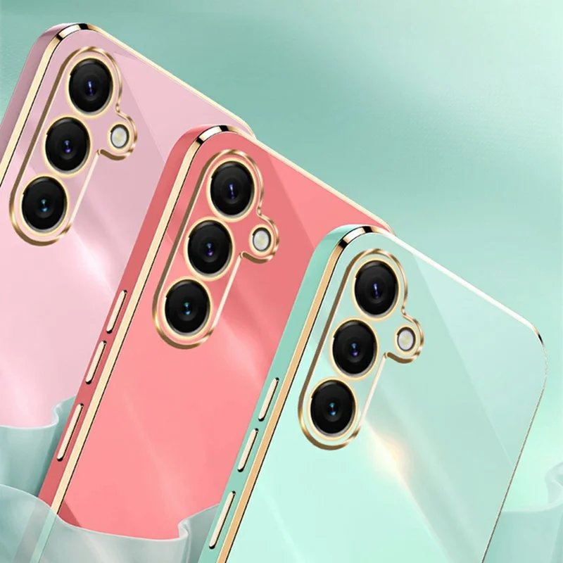 XINLI For Samsung Galaxy S25 FE Case TPU Phone Cover with Electroplating Frame - Cyan