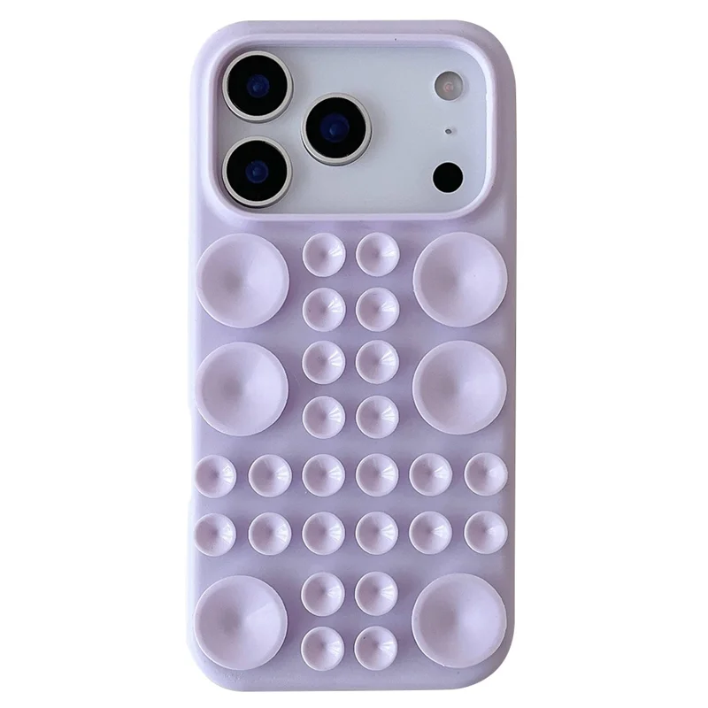 For iPhone 17 Pro Max Case Suction Cup Silicone Phone Cover with Fabric Lining - Light Purple
