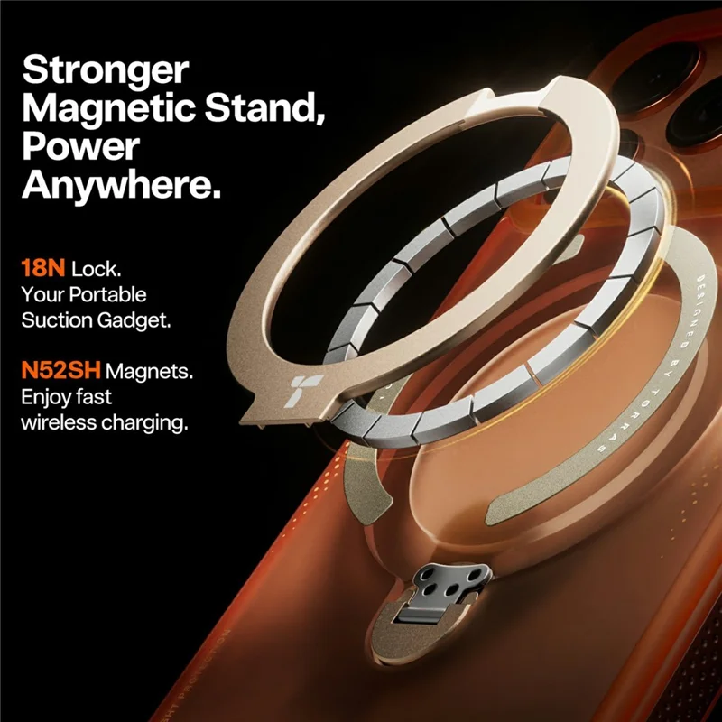 TORRAS Ostand Q3 Air Series Etui na iPhone 17 Pro Max z podstawką kompatybilne z MagSafe, odporno na wstrząsy, pokrywa telefonu PC + TPU - Pomarańczowy