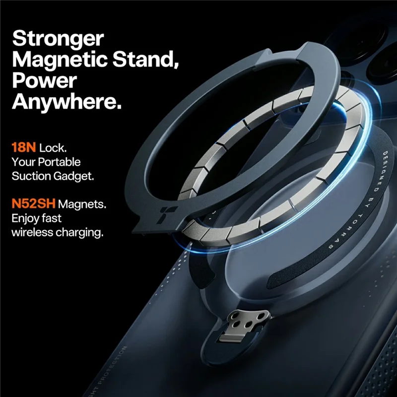 TORRAS Ostand Q3 Air Series For iPhone 17 Pro Max Case with Kickstand Compatible with MagSafe Shockproof PC + TPU Phone Cover - Midnight Blue