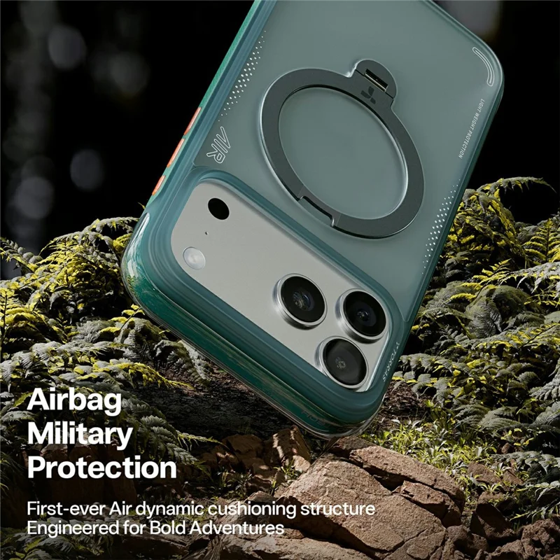 TORRAS Ostand Q3 Air Series For iPhone 17 Pro Max Case with Kickstand Compatible with MagSafe Shockproof PC + TPU Phone Cover - Green