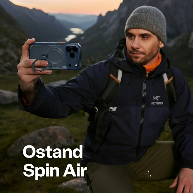 TORRAS Ostand Q3 Air Series For iPhone 17 Pro Case with Kickstand Compatible with MagSafe Shockproof PC + TPU Phone Cover - Midnight Blue