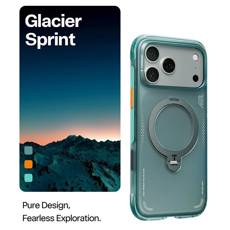 TORRAS Ostand Q3 Air Series For iPhone 17 Pro Case with Kickstand Compatible with MagSafe Shockproof PC + TPU Phone Cover - Green