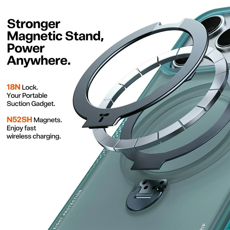 TORRAS Ostand Q3 Air Series For iPhone 17 Pro Case with Kickstand Compatible with MagSafe Shockproof PC + TPU Phone Cover - Green