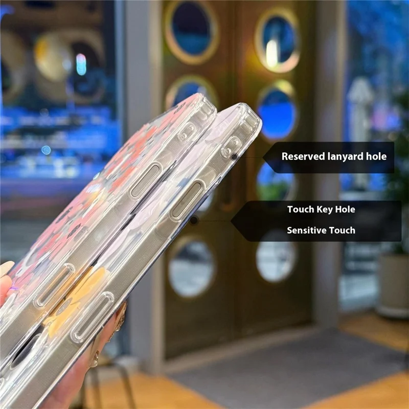 For iPhone 17 Pro Max Magnetic Case IMD Flower Pattern TPU + PC Clear Back Phone Cover - Style A