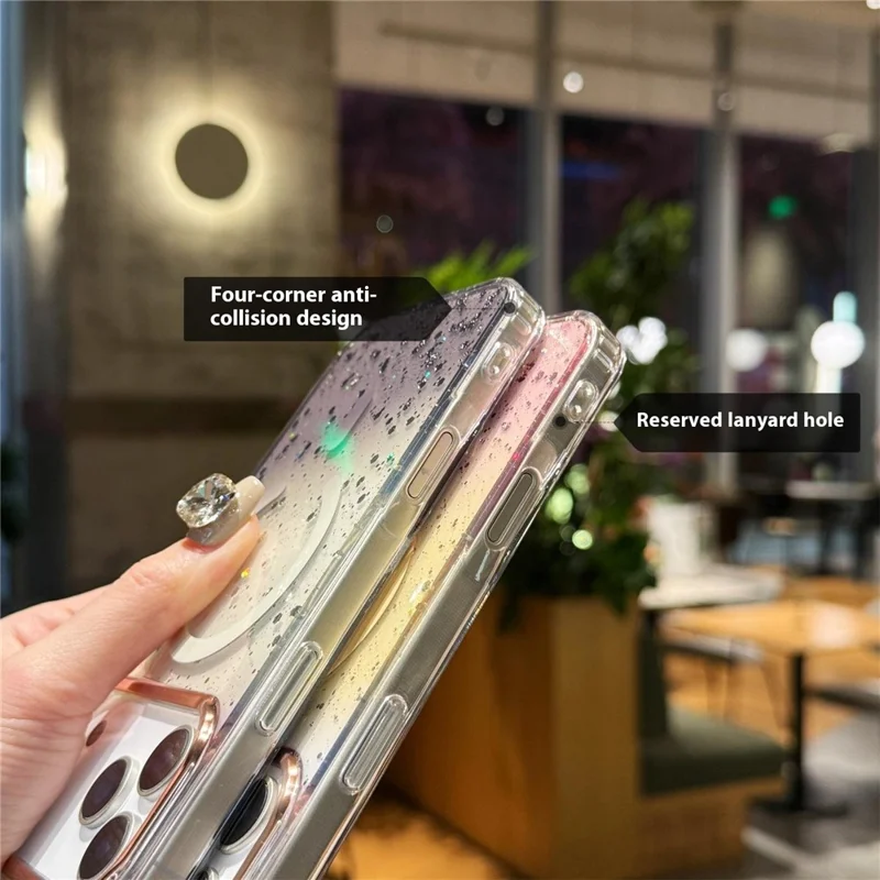 For iPhone 17 Pro Case Compatible with MagSafe IMD Bling Glitter PC + TPU Back Cover - Pink