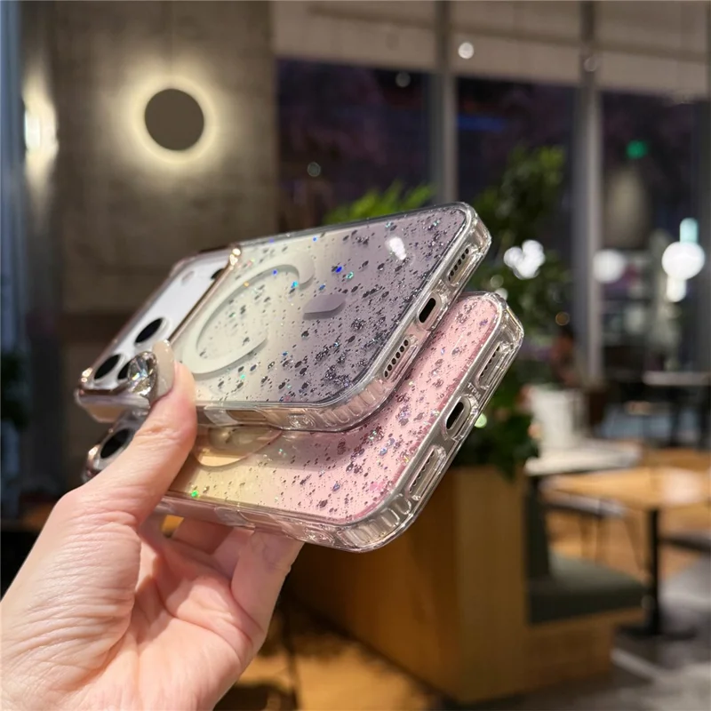 For iPhone 17 Pro Case Compatible with MagSafe IMD Bling Glitter PC + TPU Back Cover - Pink