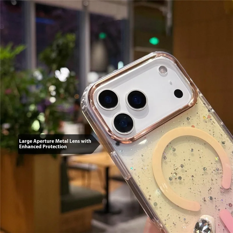 For iPhone 17 Pro Max Case Compatible with MagSafe IMD Bling Glitter PC + TPU Back Cover - Pink