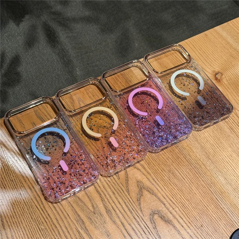 For iPhone 17 Pro Max Case Compatible with MagSafe IMD Bling Glitter PC + TPU Back Cover - Pink