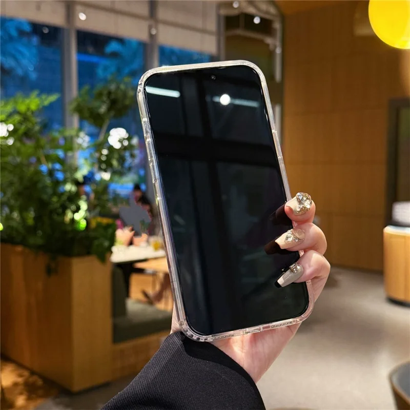 For iPhone 17 Pro Case Compatible with MagSafe Embedded Rhinestones IMD Pattern TPU PC Phone Back Cover - Cherry Blossom Rabbit