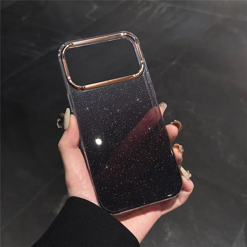 For iPhone 17 Pro Case IMD Gradient Glitter PC + TPU Protective Phone Cover - Black