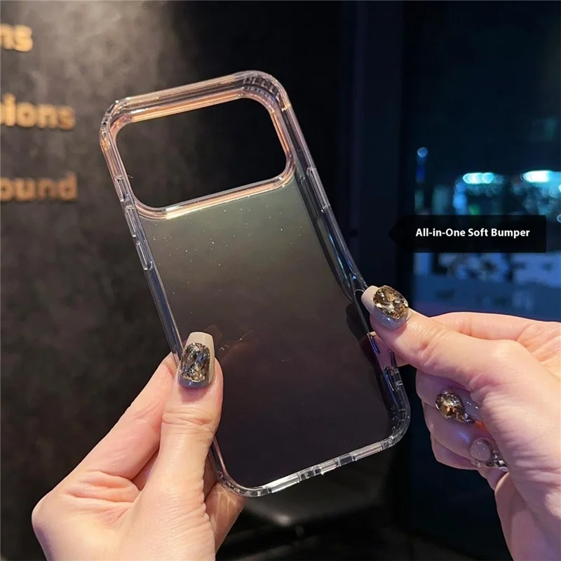 For iPhone 17 Pro Case IMD Gradient Glitter PC + TPU Protective Phone Cover - Black