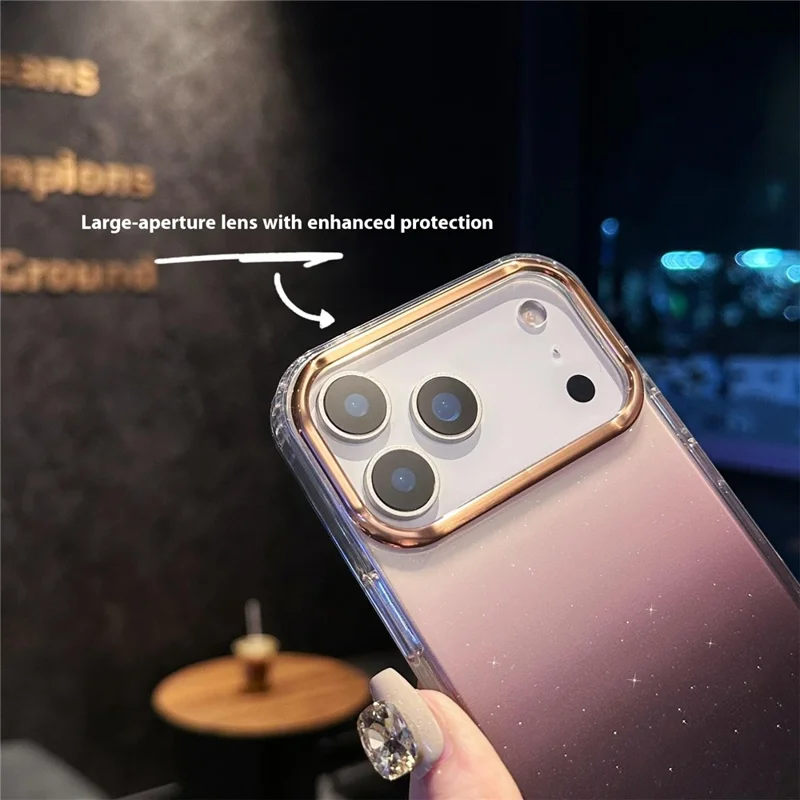 For iPhone 17 Pro Case IMD Gradient Glitter PC + TPU Protective Phone Cover - Black