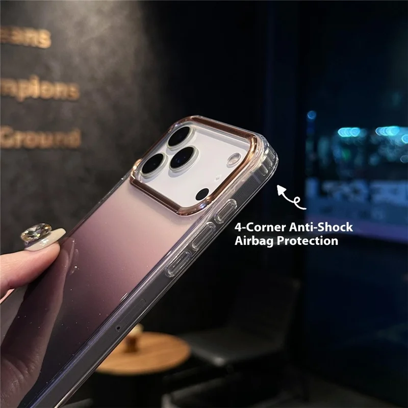 For iPhone 17 Pro Case IMD Gradient Glitter PC + TPU Protective Phone Cover - Black
