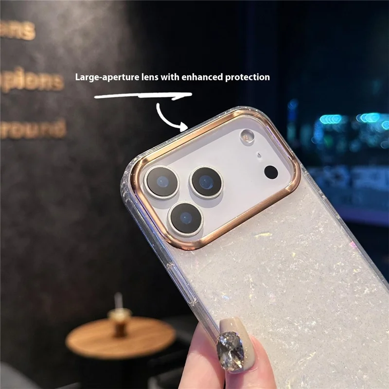 For iPhone 17 Pro Case IMD Shell Pattern PC + TPU Phone Cover - Transparent White