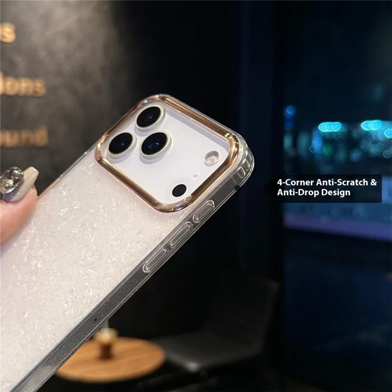 For iPhone 17 Pro Max Case IMD Shell Pattern PC + TPU Phone Cover - Transparent White