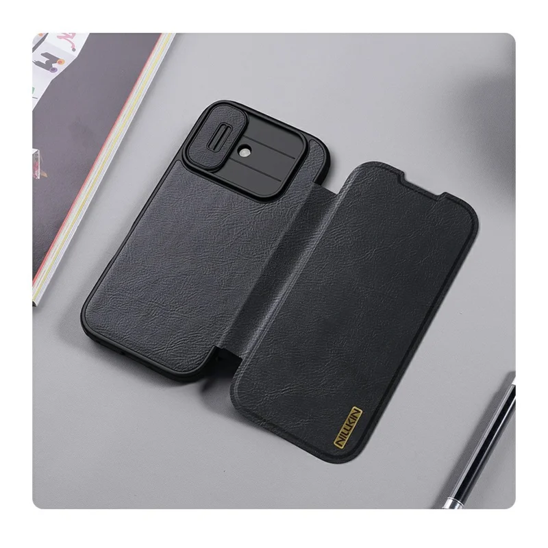 NILLKIN Qin Pro Serie für iPhone 17 Hülle mit Kartenfächern Leder Handyhülle - Braun