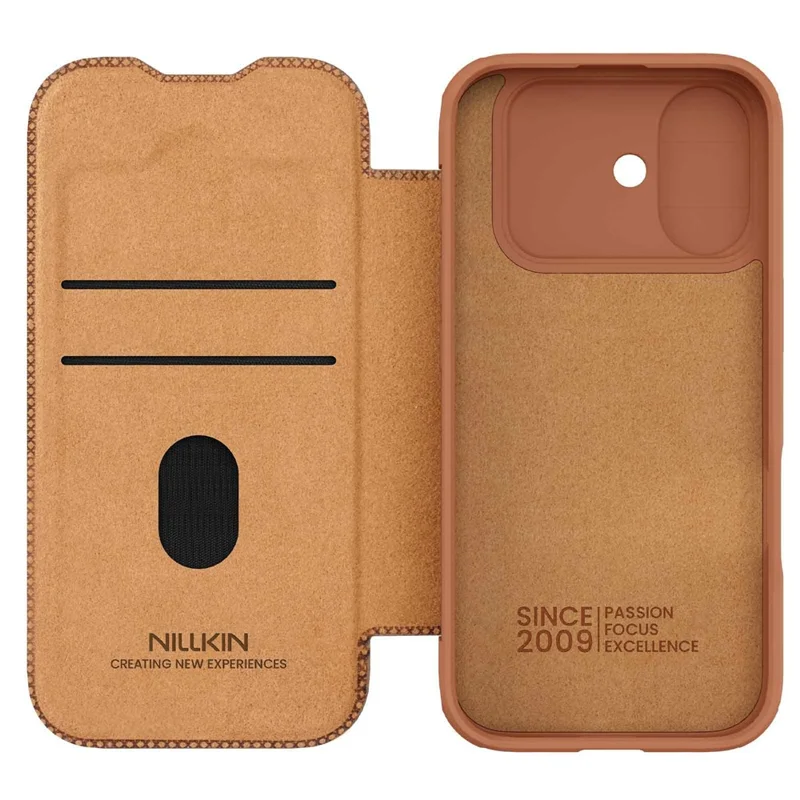 NILLKIN Qin Pro Serie für iPhone 17 Hülle mit Kartenfächern Leder Handyhülle - Braun