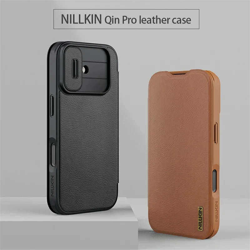 NILLKIN Qin Pro Serie für iPhone 17 Hülle mit Kartenfächern Leder Handyhülle - Braun