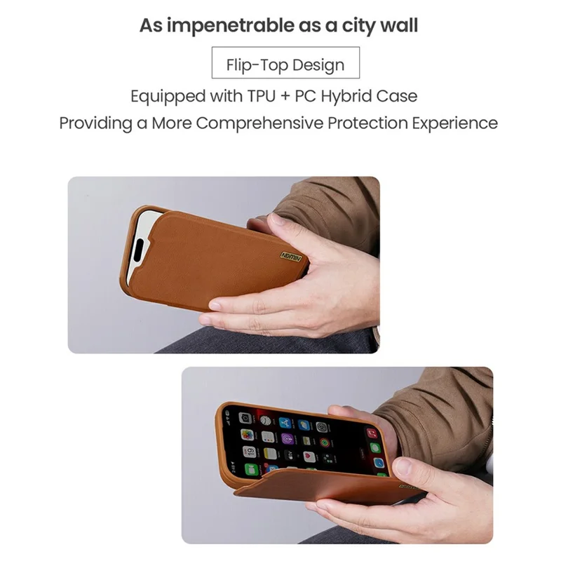NILLKIN Qin Pro Serie für iPhone 17 Hülle mit Kartenfächern Leder Handyhülle - Braun