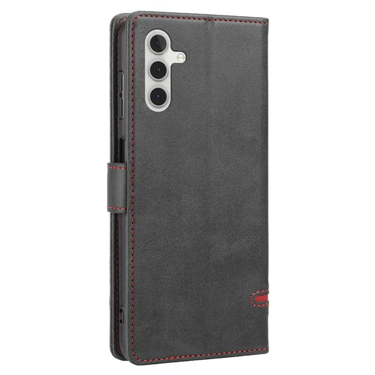 Pour Samsung Galaxy A14 5G Téléphone Anti-rayures Stand Stand Tocoping Color Line Decor Flip Leather Magnetic Closing Phone Base Base - le Noir