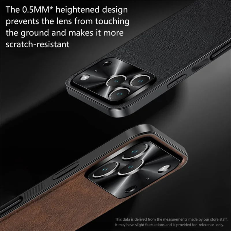 For iPhone 17 Pro Max Case PU + TPU + PC Phone Back Cover with Metal Lens Frame - Black