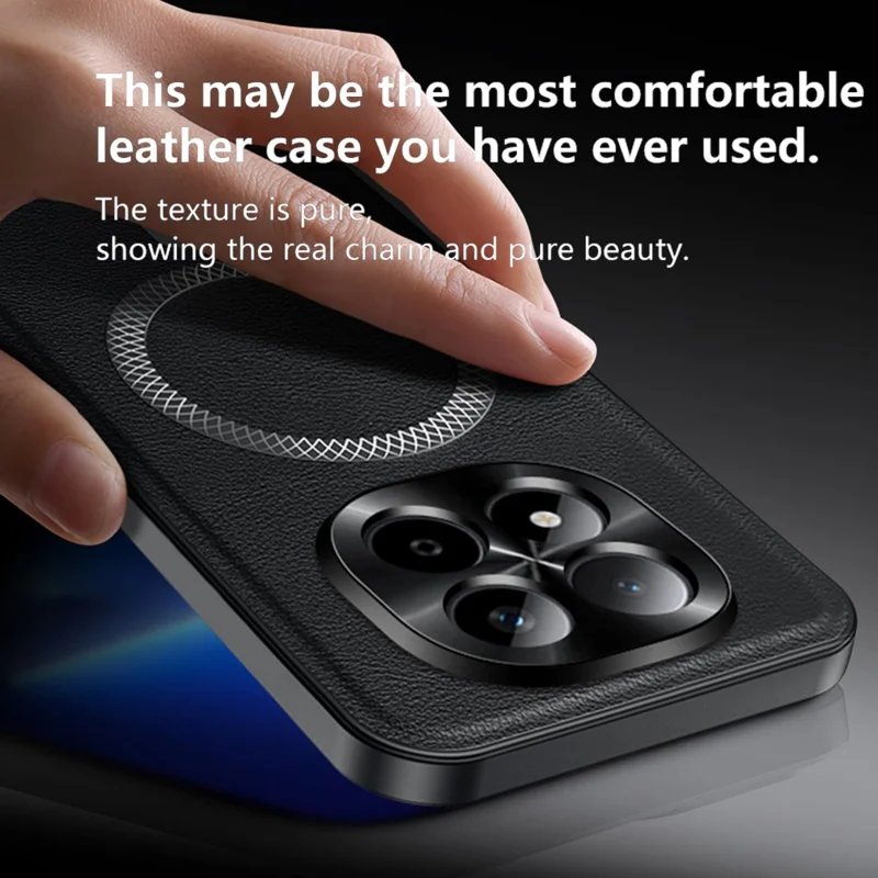 For Xiaomi Redmi Note 15 5G (Global) Magnetic Case PU TPU PC Phone Back Cover with Metal Lens Frame - Brown