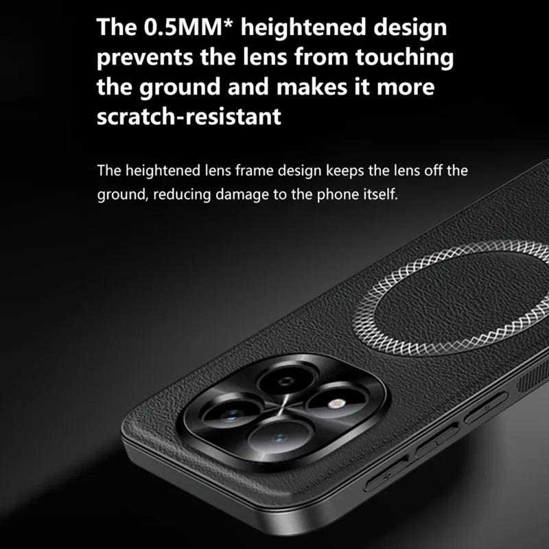 For Xiaomi Redmi Note 15 5G (Global) Magnetic Case PU TPU PC Phone Back Cover with Metal Lens Frame - Brown