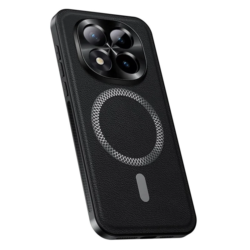 For Xiaomi Poco M8 Pro 5G / Redmi Note 15 Pro+ 5G (Global) Magnetic Case PU TPU PC Phone Back Cover with Metal Lens Frame - Black
