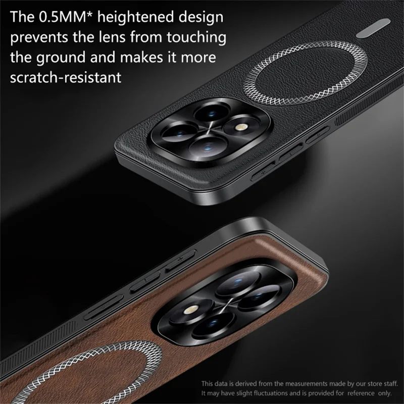 For Xiaomi Poco M8 Pro 5G / Redmi Note 15 Pro+ 5G (Global) Magnetic Case PU TPU PC Phone Back Cover with Metal Lens Frame - Black