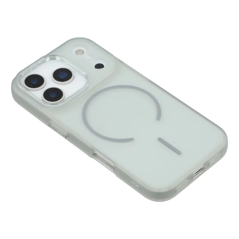 For iPhone 17 Pro Phone Case Compatible with MagSafe TPU + PC Matte Back Cover with Glitter Lens Frame - Transparent Grey