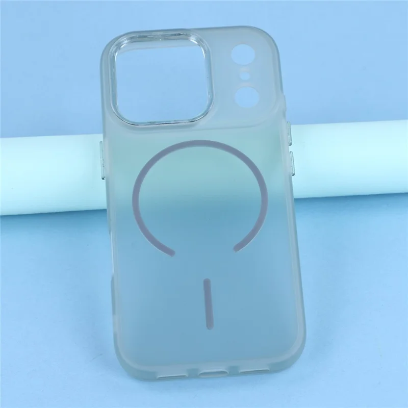 For iPhone 17 Pro Phone Case Compatible with MagSafe TPU + PC Matte Back Cover with Glitter Lens Frame - Transparent Grey