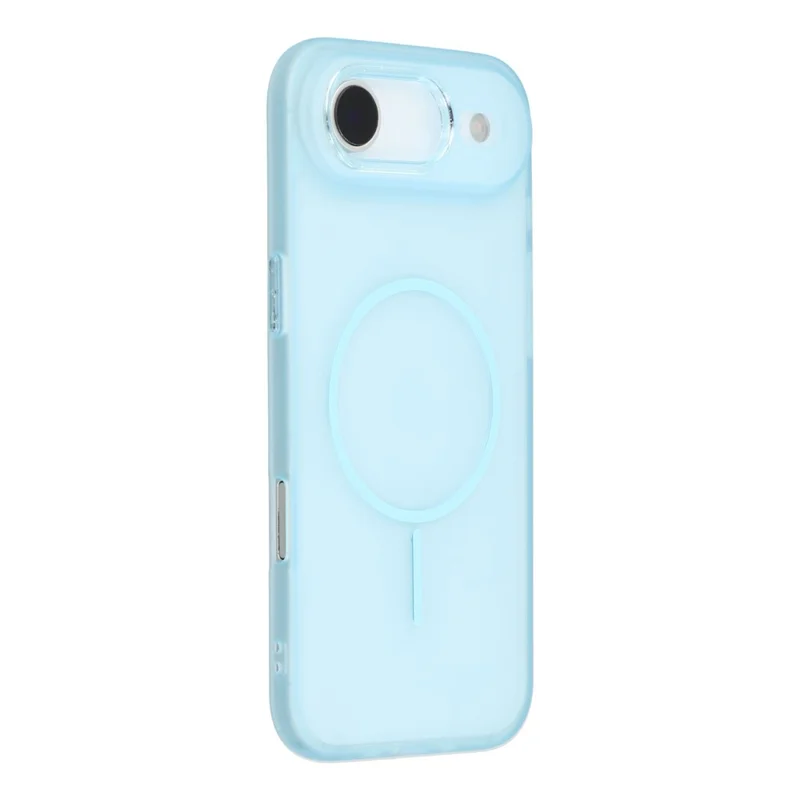 For iPhone Air Phone Case Compatible with MagSafe TPU + PC Matte Back Cover with Glitter Lens Frame - Transparent Blue