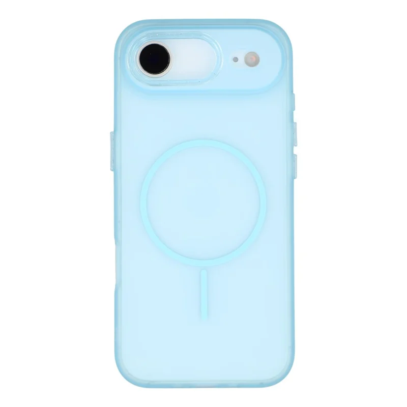 For iPhone Air Phone Case Compatible with MagSafe TPU + PC Matte Back Cover with Glitter Lens Frame - Transparent Blue