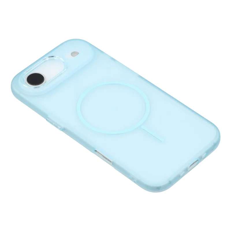 For iPhone Air Phone Case Compatible with MagSafe TPU + PC Matte Back Cover with Glitter Lens Frame - Transparent Blue