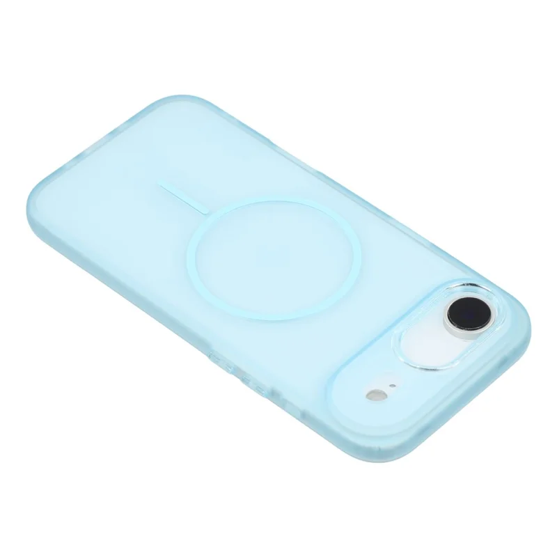 For iPhone Air Phone Case Compatible with MagSafe TPU + PC Matte Back Cover with Glitter Lens Frame - Transparent Blue