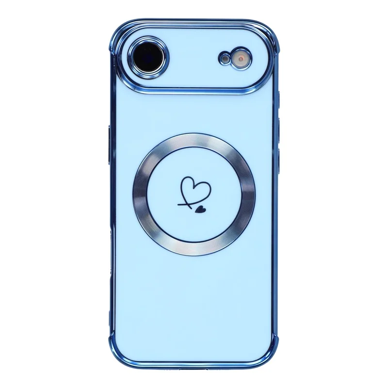 For iPhone Air Case Compatible with MagSafe Electroplated TPU Phone Cover Hollow Love Hearts - Blue