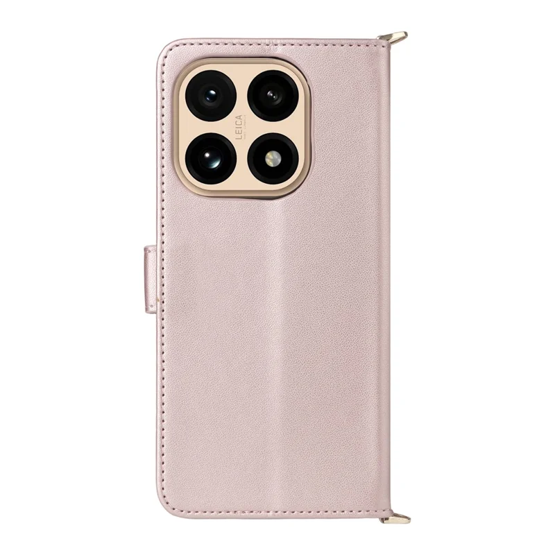 For Xiaomi 15T Case with Shoulder  /  Wrist Strap Leather Phone Cover Stand Wallet - Pink