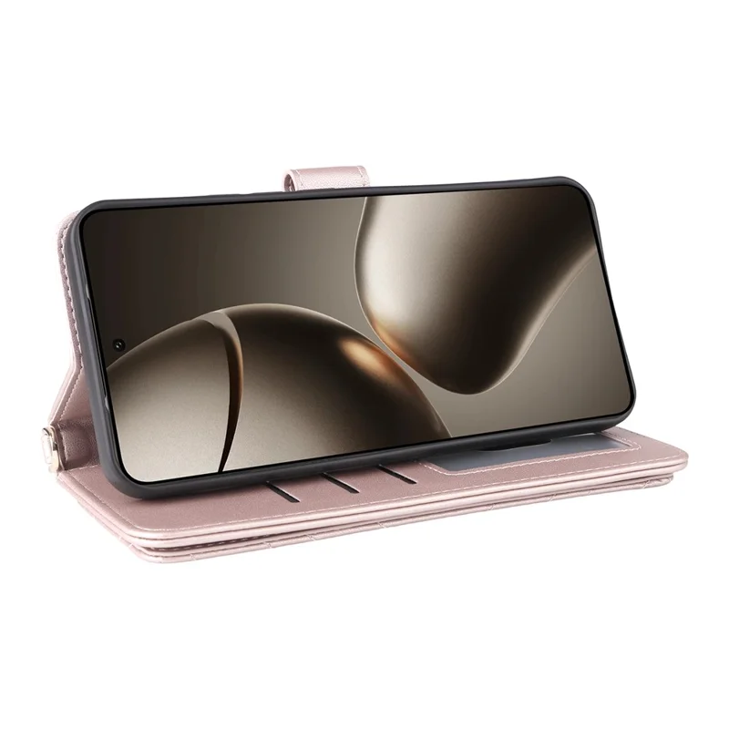 For Xiaomi 15T Case with Shoulder  /  Wrist Strap Leather Phone Cover Stand Wallet - Pink