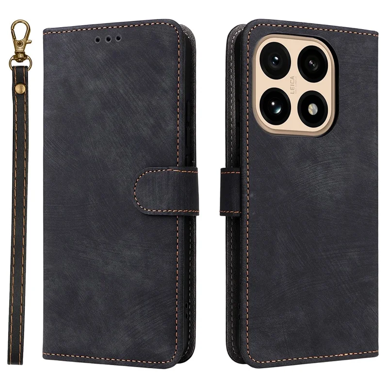 For Xiaomi 15T Case Wallet RFID Blocking PU Leather Phone Cover Stand with Strap - Black