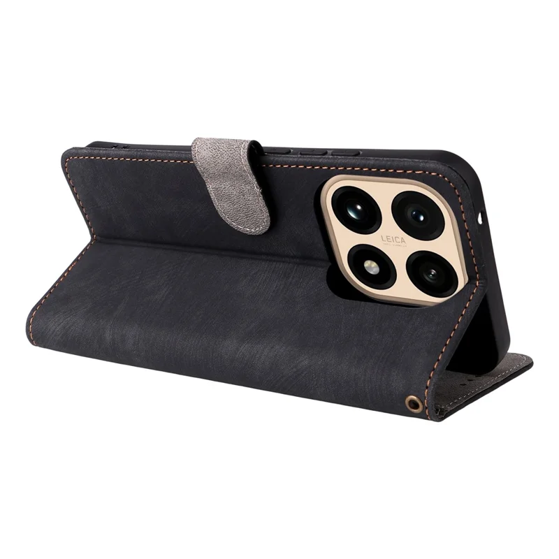 For Xiaomi 15T Case Wallet RFID Blocking PU Leather Phone Cover Stand with Strap - Black