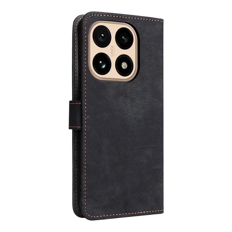For Xiaomi 15T Case Wallet RFID Blocking PU Leather Phone Cover Stand with Strap - Black