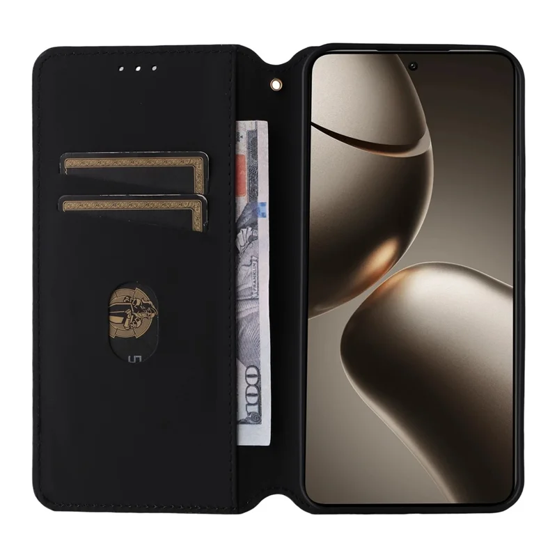 For Xiaomi 15T Case Wallet Rhombus Imprinted Leather Phone Cover - Red