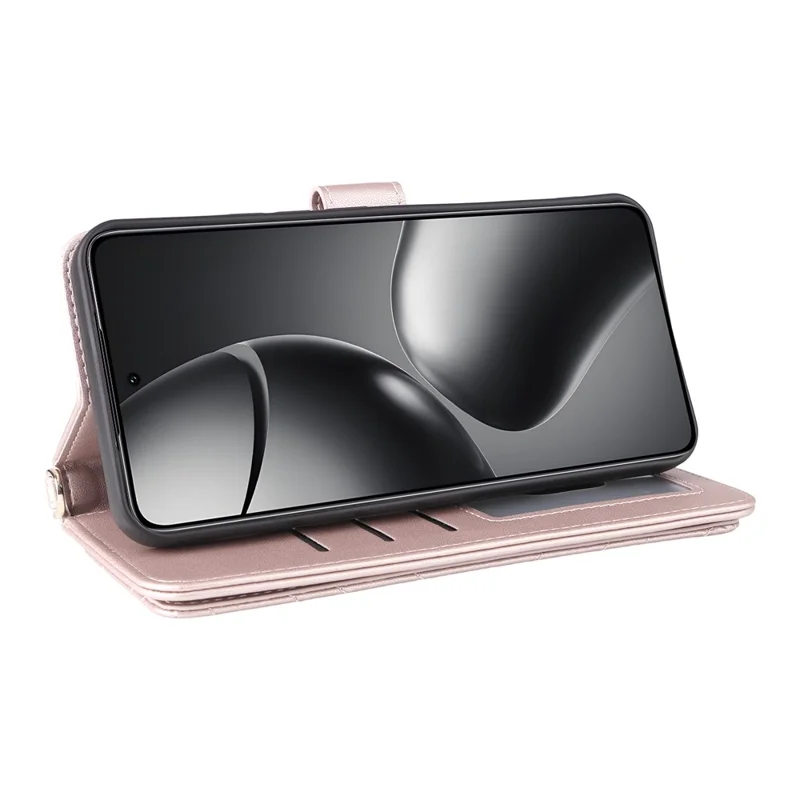 Xiaomi 15T Pro hoesje met schouder-/polsbandje Lederen telefoonhoes met standaard Portemonnee - Roze