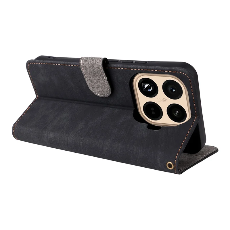 Til Xiaomi 15T Pro Case Wallet RFID-blokerende PU-læder telefonbeskytning med stativ og stropløsning - Sort