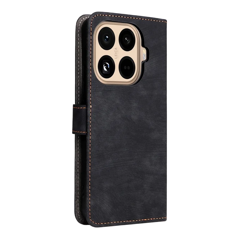 Til Xiaomi 15T Pro Case Wallet RFID-blokerende PU-læder telefonbeskytning med stativ og stropløsning - Sort