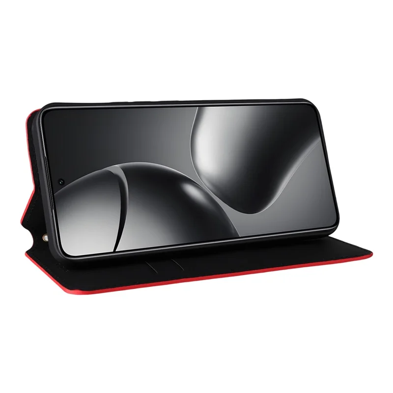 For Xiaomi 15T Pro Case Wallet Rhombus Imprinted Leather Phone Cover - Red